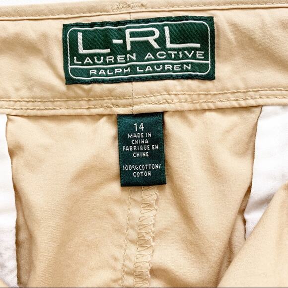 Lauren Ralph Lauren Sport Pants Tan Button Roll Cuff Cotton Cargo Pants Size 14 - Picture 2 of 15